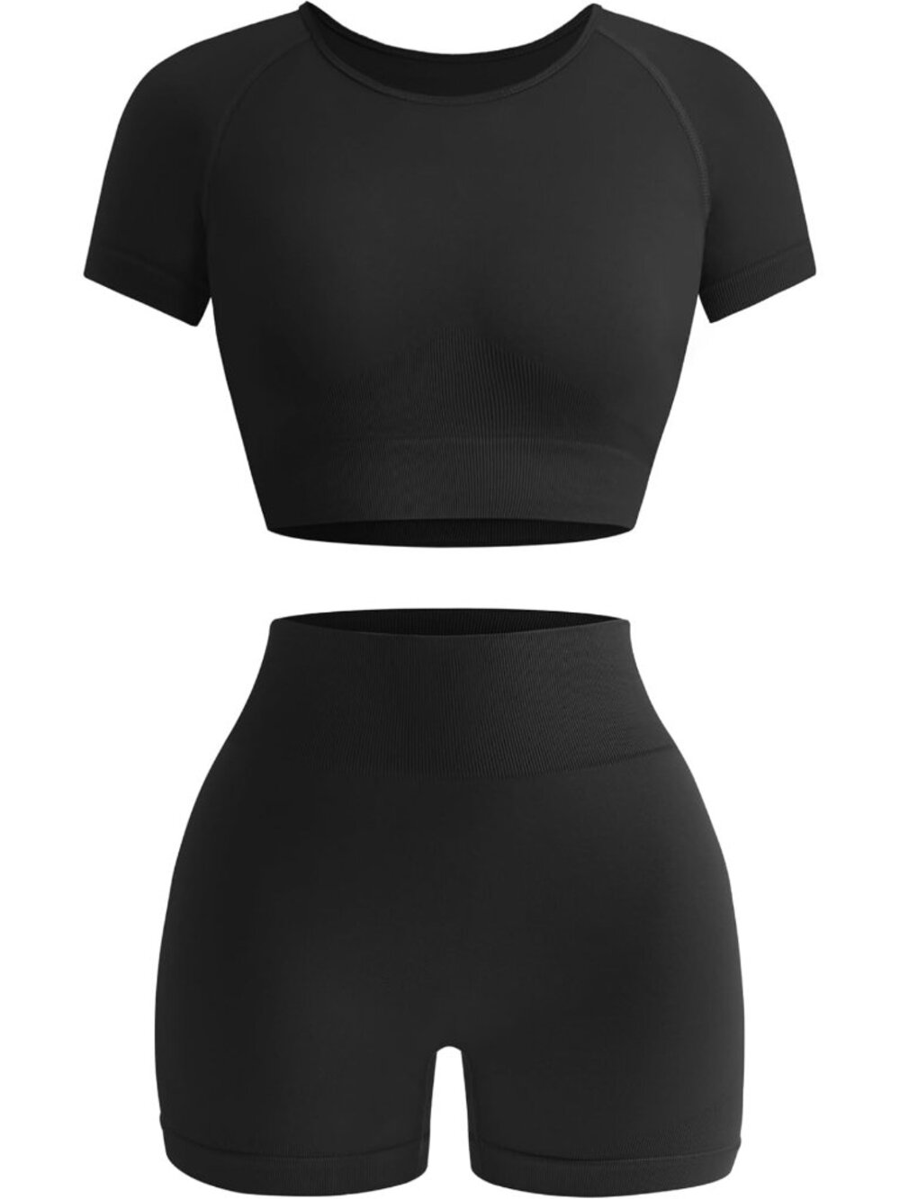 Seamless 2-Piece Women’s Workout Set - Crop Top & Shorts for Gym Fitness